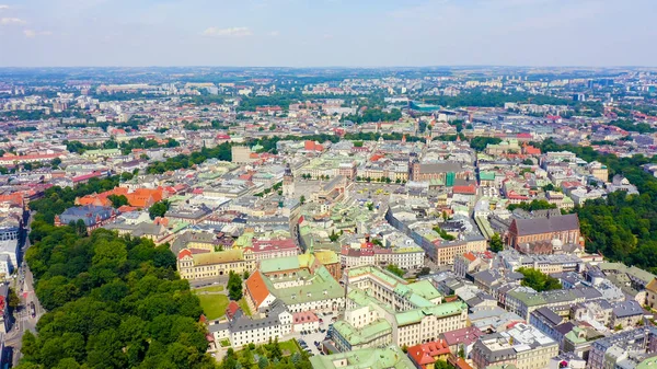 Krakow Polen Stora Torget 1300 Talets Stora Torg Utsikt Över — Stockfoto