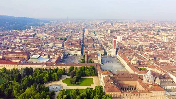 Torino Italia Volo Sopra Città Centro Storico Vista Dall Alto — Foto Stock