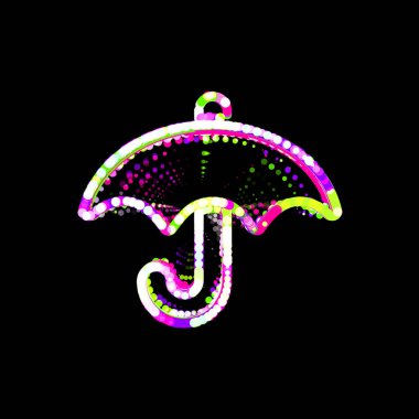 Çok renkli daireler ve çizgilerden sembol şemsiyesi. UFO Yeşil, Mor, Pembe  