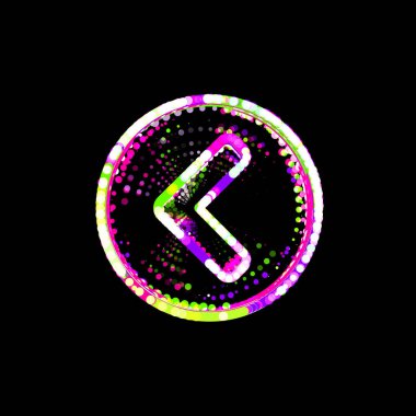 Çok renkli çember ve çizgilerden soldaki sembol sembolü. UFO Yeşil, Mor, Pembe  