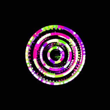 Çok renkli dairelerin ve çizgilerin sembolü. UFO Yeşil, Mor, Pembe  