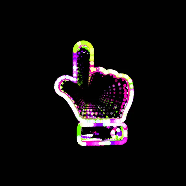 Symbol Hand Peka Upp Från Flerfärgade Cirklar Och Ränder Ufo — Stockfoto