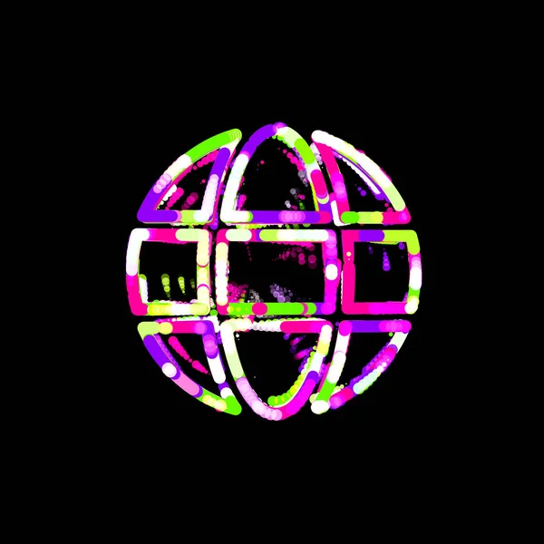 Символьна Глобус Багатокольорових Кіл Смуг Ufo Green Purple Pink — стокове фото