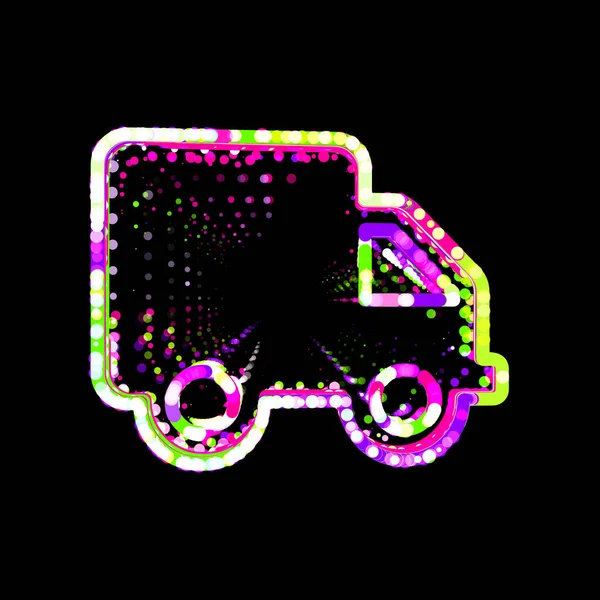 Symbol Lastbil Från Flerfärgade Cirklar Och Ränder Ufo Grön Lila — Stockfoto