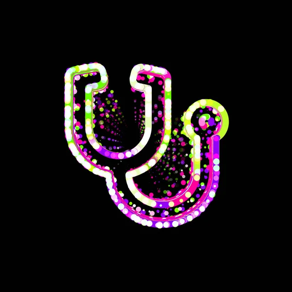 Szimbólum Sztetoszkóp Többszínű Körökből Csíkokból Ufo Zöld Lila Rózsaszín — Stock Fotó