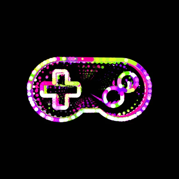 Symbol Gamepad Multi Colored Circles Stripes Ufo Green Purple Pink — Stock Photo, Image