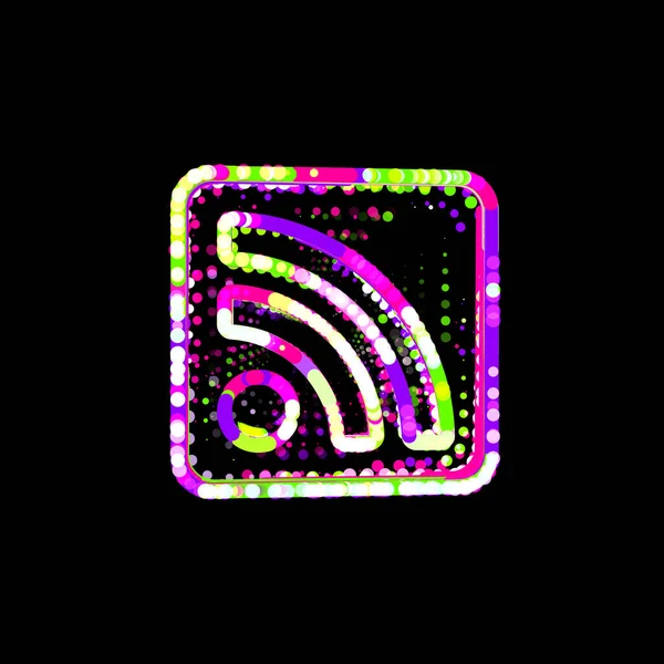 색깔의 줄무늬로부터 상징적 Rss 사각형 Ufo 보라색 — 스톡 사진