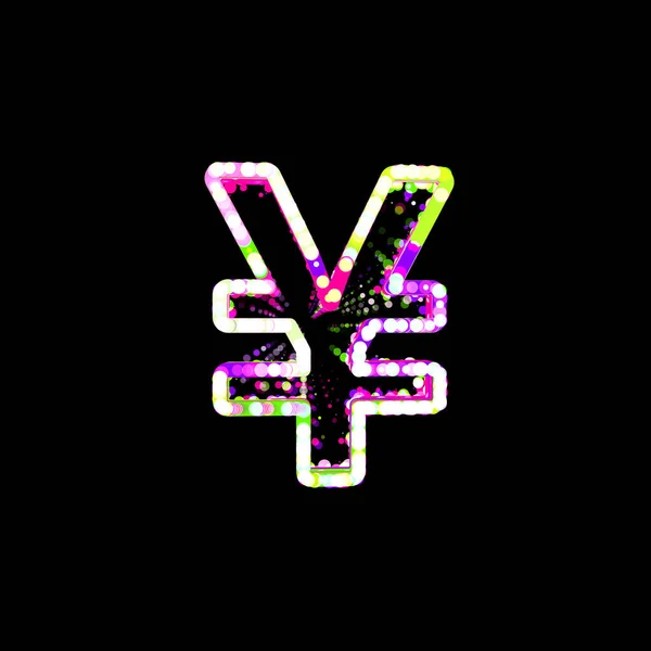 Symbol Yen Znak Wielu Kolorowych Kręgów Pasków Ufo Green Fioletowy — Zdjęcie stockowe