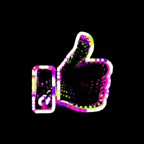 Szimbólum Hüvelykujj Fel Sokszínű Körök Csíkok Ufo Zöld Lila Rózsaszín — Stock Fotó
