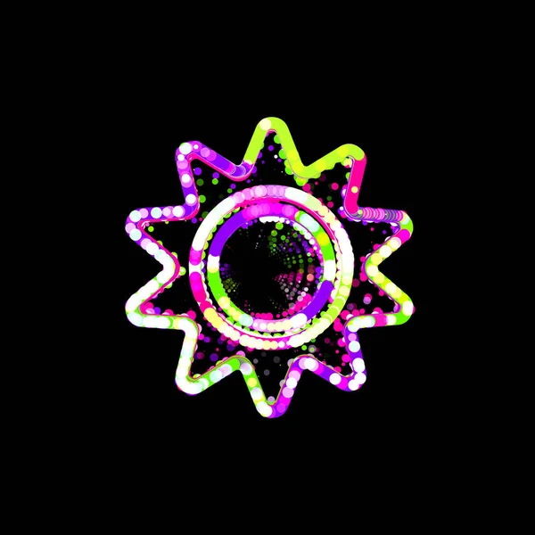 Σύμβολο Ήλιο Από Πολύχρωμους Κύκλους Και Ρίγες Ufo Πράσινο Μωβ — Φωτογραφία Αρχείου