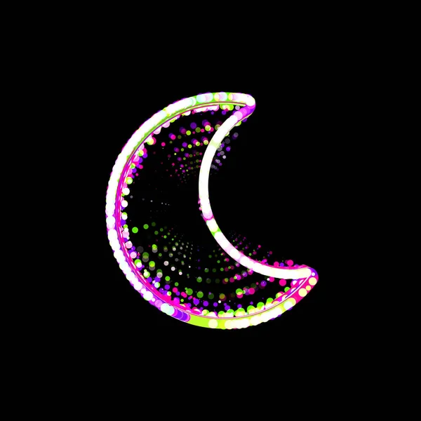 Symbol Księżyca Wielu Kolorowych Okręgów Pasków Ufo Green Fioletowy Różowy — Zdjęcie stockowe