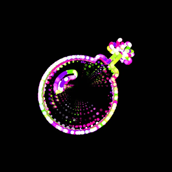 Szimbólumbomba Sokszínű Körökből Csíkokból Ufo Zöld Lila Rózsaszín — Stock Fotó