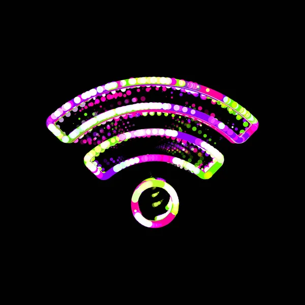 Беспроводной Доступ Интернет Разноцветных Кругов Полос Ufo Green Purple Pink — стоковое фото