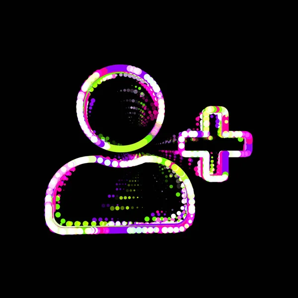 Szimbólum Felhasználó Plusz Többszínű Körök Csíkok Ufo Zöld Lila Rózsaszín — Stock Fotó