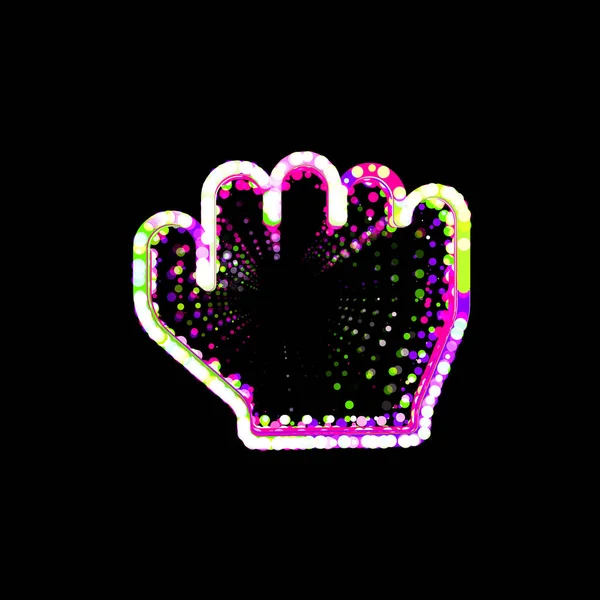 Szimbólum Kéz Ököl Többszínű Körökből Csíkokból Ufo Zöld Lila Rózsaszín — Stock Fotó