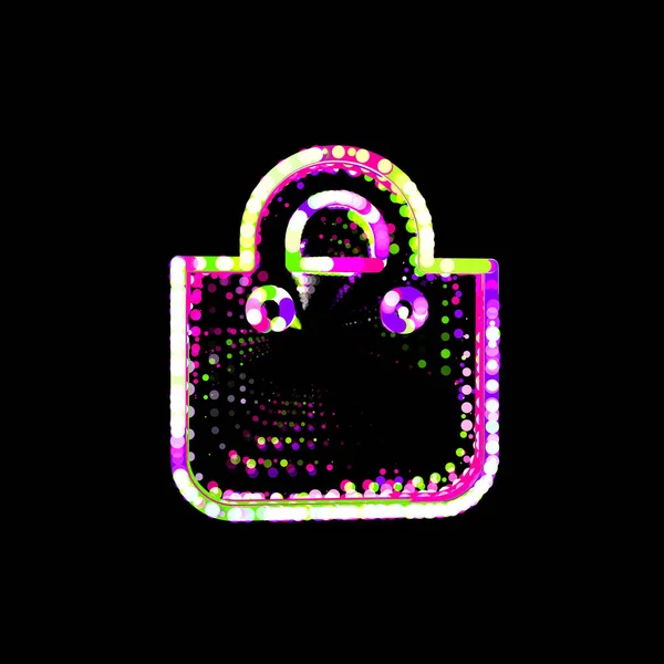 象征购物袋从多彩的圆圈和条纹 Ufo Green Purple Pink — 图库照片