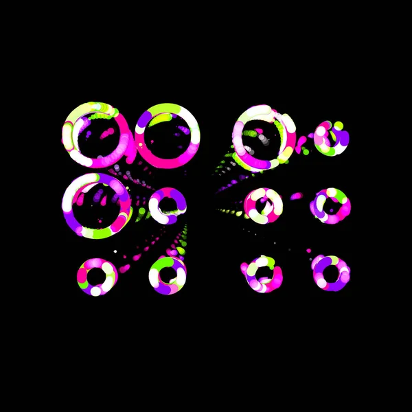 Μπράιγ Συμβόλων Από Πολύχρωμους Κύκλους Και Ρίγες Ufo Πράσινο Μωβ — Φωτογραφία Αρχείου
