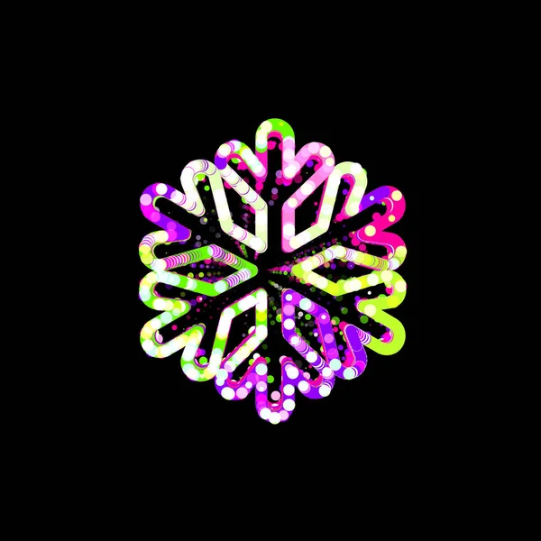 Floco Neve Símbolo Círculos Multicores Listras Ovni Verde Roxo Rosa — Fotografia de Stock