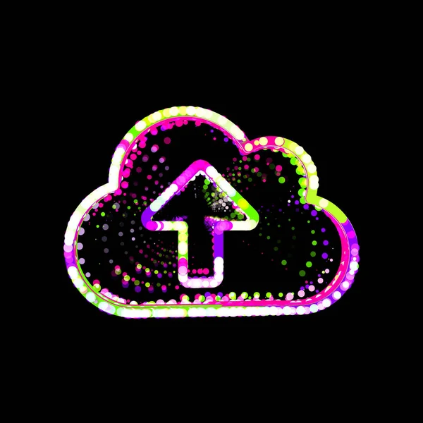 Symbol Cloud Upload Multi Colored Circles Stripes Ufo Green Purple — Stock Photo, Image