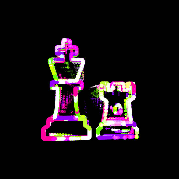 Symbol chess from multi-colored circles and stripes. UFO Green, Purple, Pink  