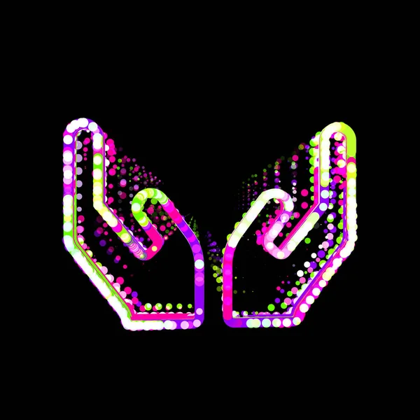 Σύμβολο Χέρια Από Πολύχρωμα Κύκλους Και Ρίγες Ufo Πράσινο Μωβ — Φωτογραφία Αρχείου