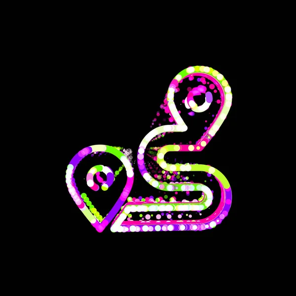 Символический Маршрут Разноцветных Кругов Полос Ufo Green Purple Pink — стоковое фото