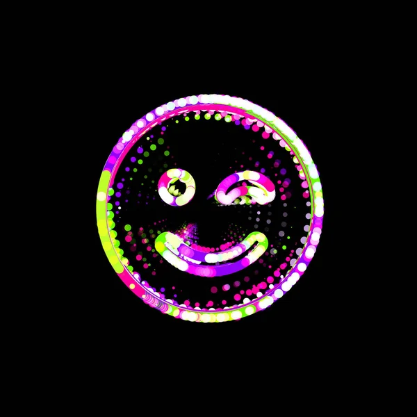 Symbol Smile Wink Multi Colored Circles Stripes Ufo Green Purple — Stock Photo, Image