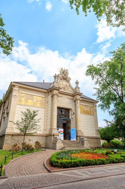 Krakow, Polonya - 21 Temmuz 2019: Güzel Sanatlar Derneği Sanat Galerisi
