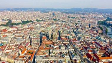 Viyana, Avusturya. St. Stephen Katedrali (Almanya: Stephansdom). Katolik Katedrali - Avusturya 'nın ulusal sembolü, Havadan Bakış  