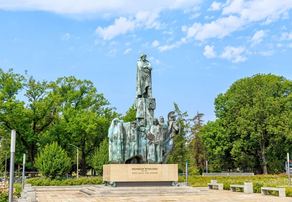 Cracovia Polonia Luglio 2019 Monumento Stanislav Vyspiansky Drammaturgo Polacco Poeta — Foto Stock