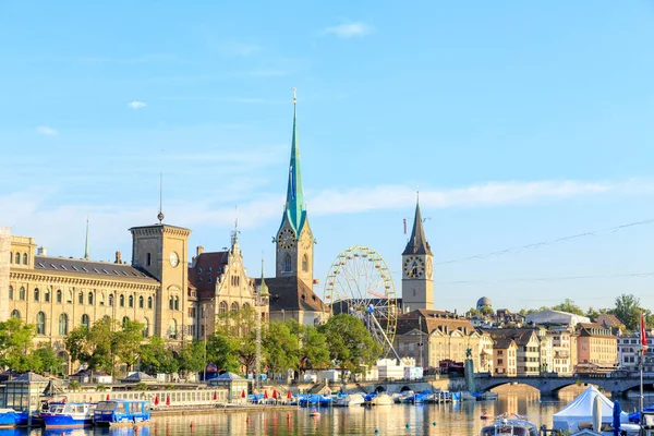 Zurich Swiss Juli 2019 Limmat River Embankment — Stok Foto