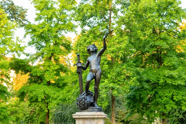 Genewa Szwajcaria Dawid Dziękuje Bogu Zwycięstwo Nad Goliatem Rzeźbiarz Jean — Zdjęcie stockowe