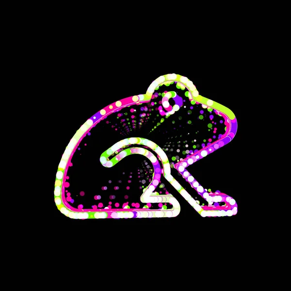 象征青蛙从多彩的圆圈和条纹 Ufo Green Purple Pink — 图库照片