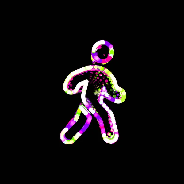 シンボル多色の円やストライプから歩く Ufoグリーン紫ピンク — ストック写真