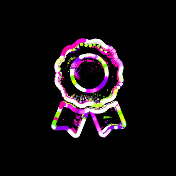 Symbol Utmärkelse Från Flerfärgade Cirklar Och Ränder Ufo Grön Lila — Stockfoto