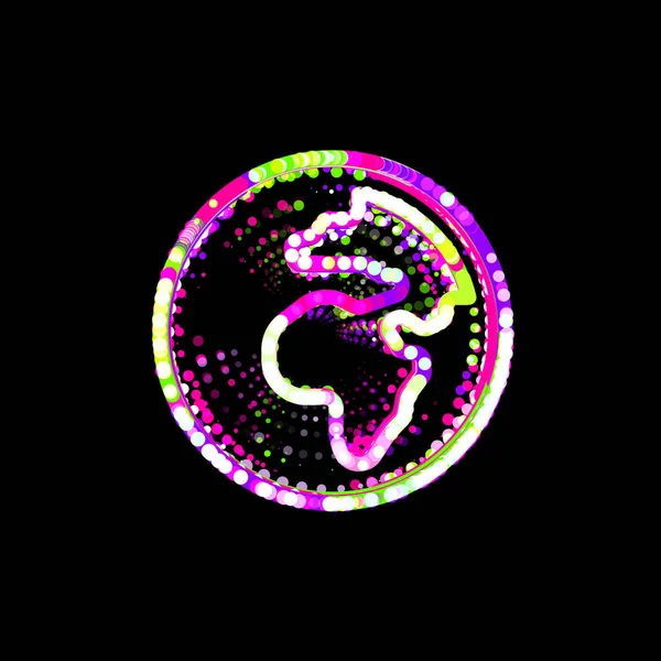 Szimbólum Földgömb Afrika Sokszínű Körök Csíkok Ufo Zöld Lila Rózsaszín — Stock Fotó