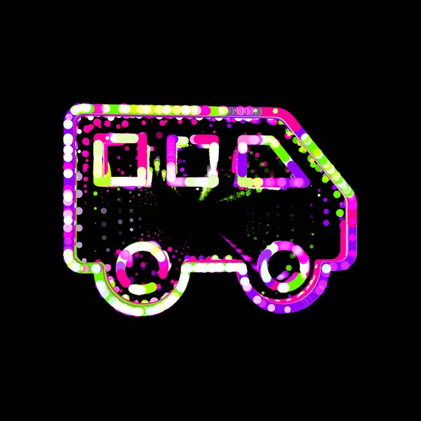 Symbol Shuttle Van Multi Colored Circles Stripes Ufo Green Purple — Stock Photo, Image