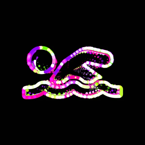 Szimbólum Úszó Többszínű Körökből Csíkokból Ufo Zöld Lila Rózsaszín — Stock Fotó