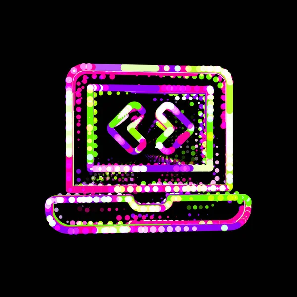 符号笔记本电脑代码来自多种颜色的圆圈和条纹 Ufo Green Purple Pink — 图库照片