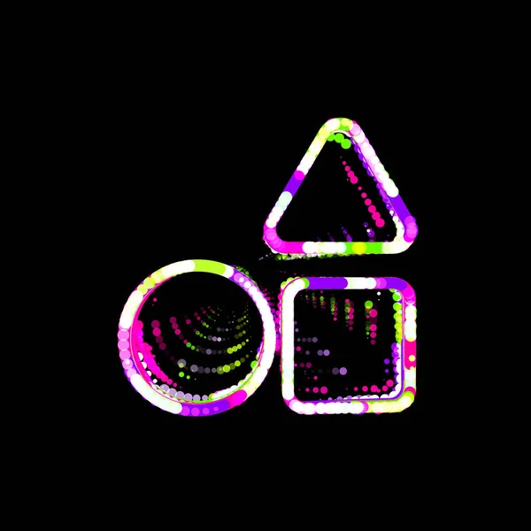 Symbolformen Aus Bunten Kreisen Und Streifen Ufo Grün Lila Rosa — Stockfoto