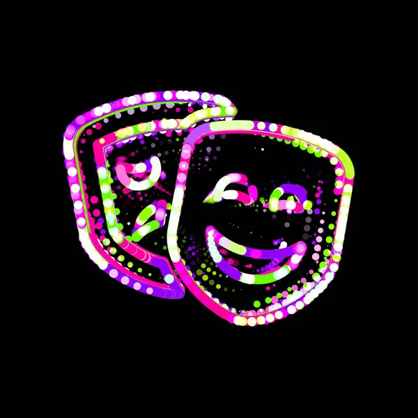 Szimbólum Színházi Maszkok Sokszínű Körökből Csíkokból Ufo Zöld Lila Rózsaszín — Stock Fotó