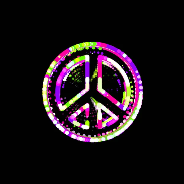 Symbool Vrede Uit Veelkleurige Cirkels Strepen Ufo Groen Paars Roze — Stockfoto