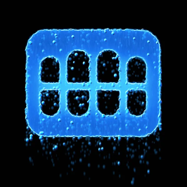 Dentes Símbolo Molhados Azul Gotejamento Água — Fotografia de Stock