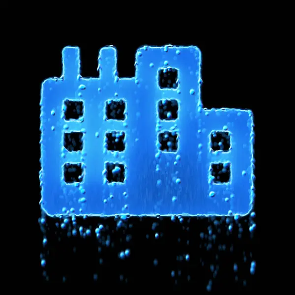Cidade Símbolo Molhado Azul Gotejamento Água — Fotografia de Stock