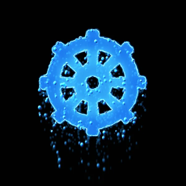 Влажный Символ Дхармачакра Синий Капание Воды — стоковое фото