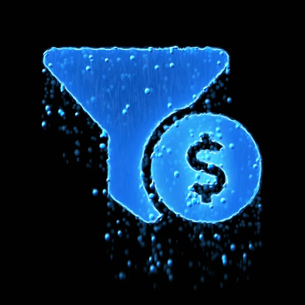 Dolar Mokrego Symbolu Jest Niebieski Kapanie Wodą — Zdjęcie stockowe