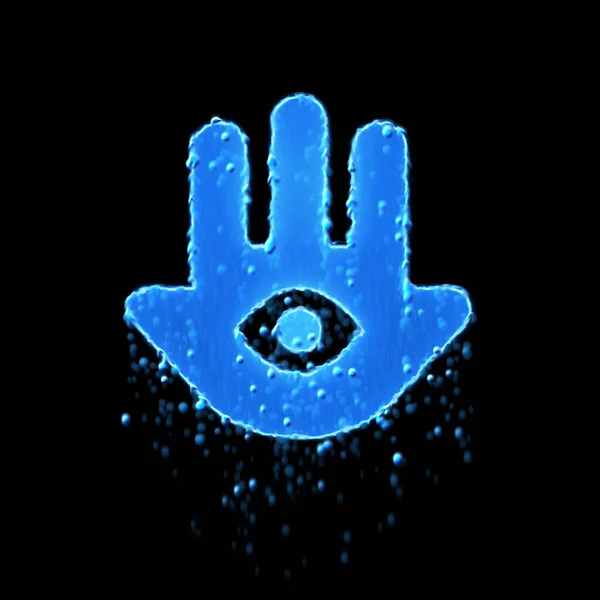 Wet symbol hamsa is blue. Water dripping