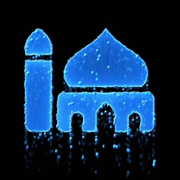 Mosquée Symbole Humide Est Bleu Eau Goutte Goutte — Photo