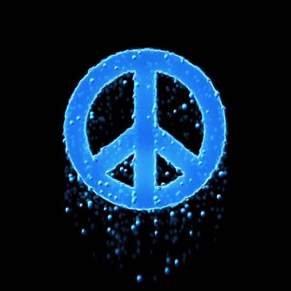 Υγρό Σύμβολο Της Ειρήνης Είναι Μπλε Στάζει Νερό — Φωτογραφία Αρχείου