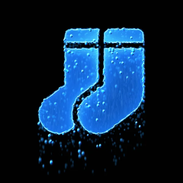Wet symbol socks is blue. Water dripping